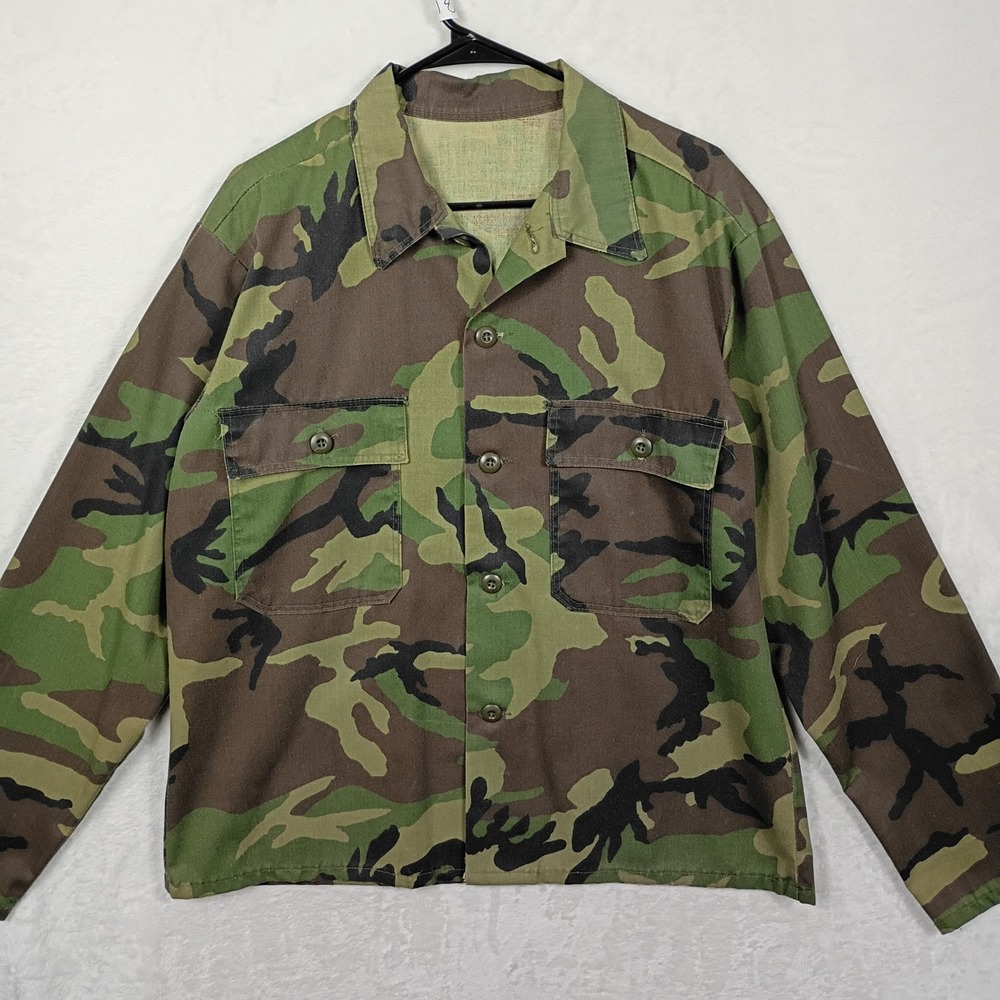 Camo Shirt Jacket Mens Large Green Woodland Utility Gorpcore Hiking Army Marine